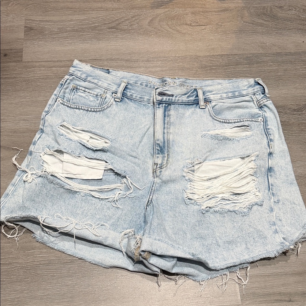 American Eagle Outfitters Light Blue Ripped Jean Shorts